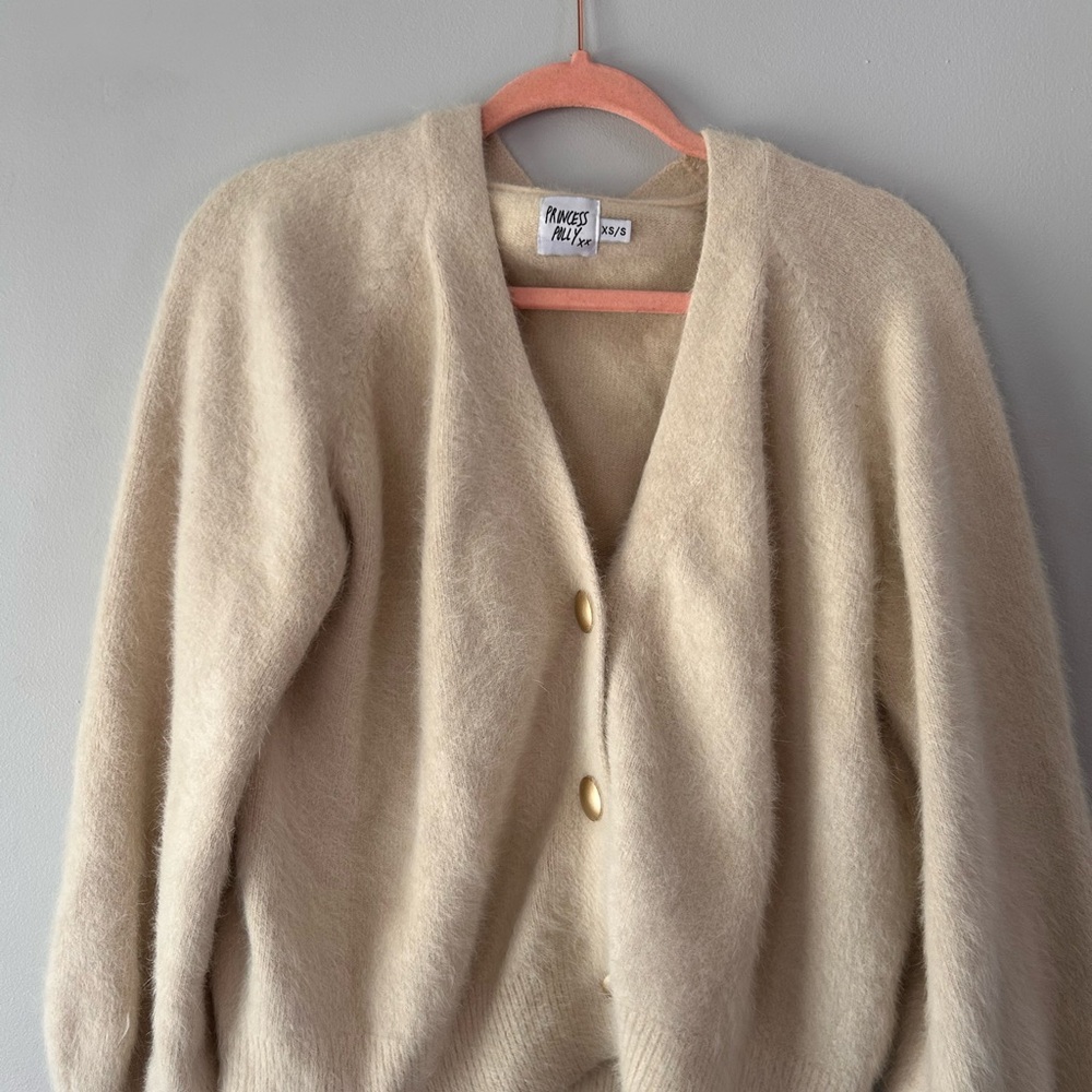 PRINCESS POLLY Cream Sweater with Gold Buttons